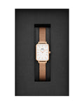  Shop Authentic Daniel Wellington Quadro Melrose White Dial Gold Mesh Strap Watch For Women - DW00100431 - Luxxuri