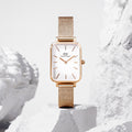  Shop Authentic Daniel Wellington Quadro Melrose White Dial Gold Mesh Strap Watch For Women - DW00100431 - Luxxuri