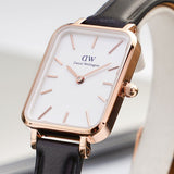  Shop Authentic Daniel Wellington Quadro White Dial Black Leather Strap Watch For Women - DW00100434 - Luxxuri
