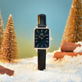  Shop Authentic Daniel Wellington Quadro Sheffield Black Dial Black Leather Strap Watch For Women - DW00100435 - Luxxuri