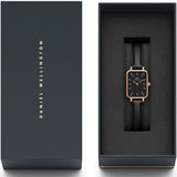  Shop Authentic Daniel Wellington Quadro Sheffield Black Dial Black Leather Strap Watch For Women - DW00100435 - Luxxuri
