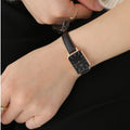  Shop Authentic Daniel Wellington Quadro Sheffield Black Dial Black Leather Strap Watch For Women - DW00100435 - Luxxuri