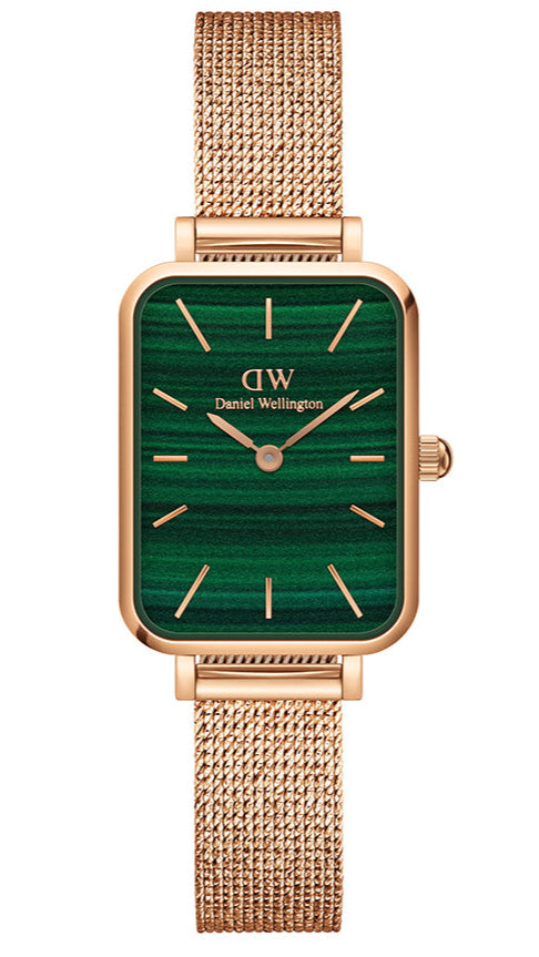  Shop Authentic Daniel Wellington Quadro Melrose Green Dial Rose Gold Mesh Strap Watch For Women - DW00100437 - Luxxuri