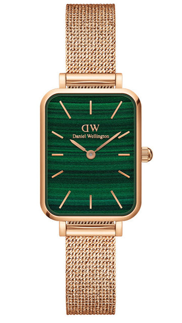  Shop Authentic Daniel Wellington Quadro Melrose Green Dial Rose Gold Mesh Strap Watch For Women - DW00100437 - Luxxuri