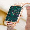  Shop Authentic Daniel Wellington Quadro Melrose Green Dial Rose Gold Mesh Strap Watch For Women - DW00100437 - Luxxuri