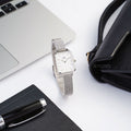  Shop Authentic Daniel Wellington Quadro Sterling White Dial Silver Mesh Strap Watch For Women - DW00100438 - Luxxuri