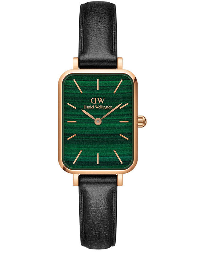  Shop Authentic Daniel Wellington Quadro Pressed Sheffield Green Dial Black Leather Strap Watch For Women - DW00100439 - Luxxuri