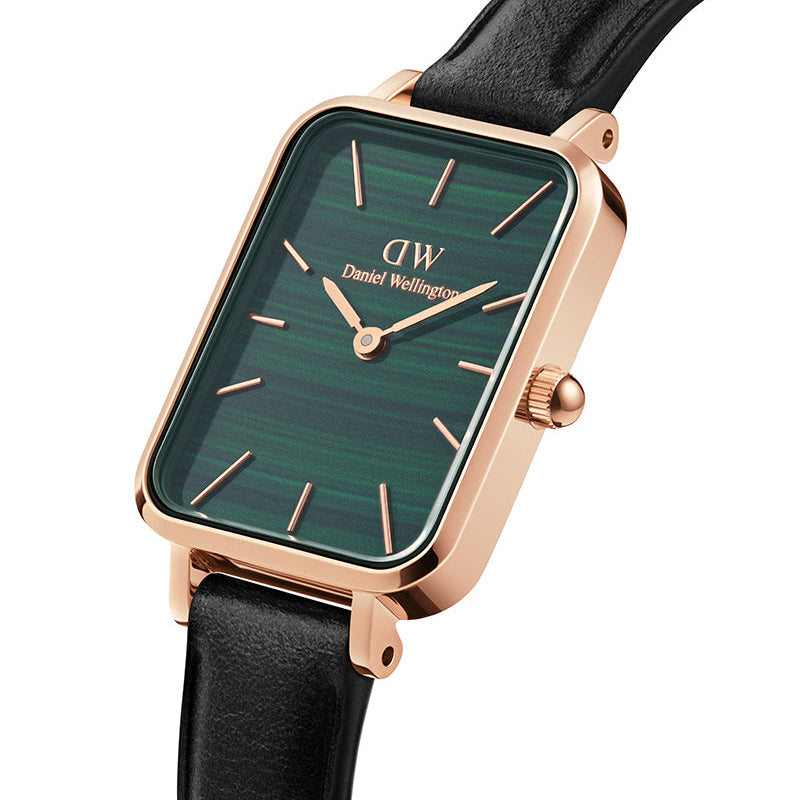  Shop Authentic Daniel Wellington Quadro Pressed Sheffield Green Dial Black Leather Strap Watch For Women - DW00100439 - Luxxuri