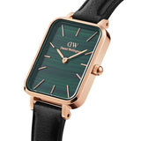  Shop Authentic Daniel Wellington Quadro Pressed Sheffield Green Dial Black Leather Strap Watch For Women - DW00100439 - Luxxuri