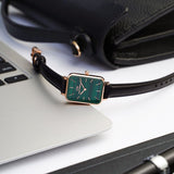  Shop Authentic Daniel Wellington Quadro Pressed Sheffield Green Dial Black Leather Strap Watch For Women - DW00100439 - Luxxuri