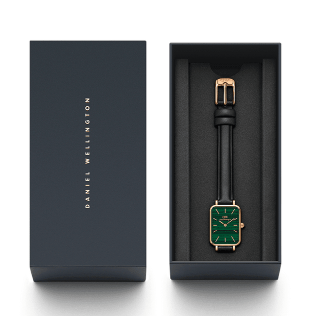  Shop Authentic Daniel Wellington Quadro Pressed Sheffield Green Dial Black Leather Strap Watch For Women - DW00100439 - Luxxuri