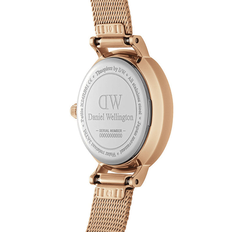  Shop Authentic Daniel Wellington Petite Pressed Melrose Black Dial Rose Gold Mesh Strap Watch For Women - DW00100440 - Luxxuri