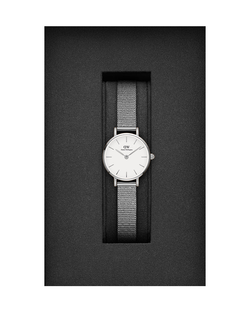  Shop Authentic Daniel Wellington Classic Petite Sterling White Dial Silver Mesh Bracelet Watch for Women - DW00100442 - Luxxuri