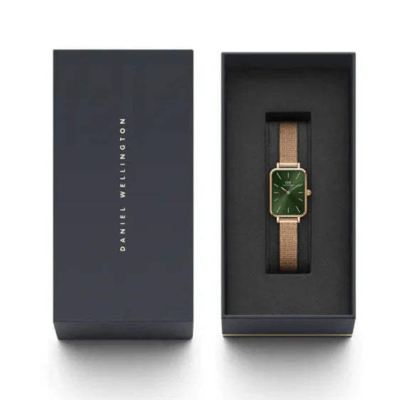  Shop Authentic Daniel Wellington Pressed Melrose Emerald Green Rose Gold Mesh Strap Watch For Women - DW00100445 - Luxxuri