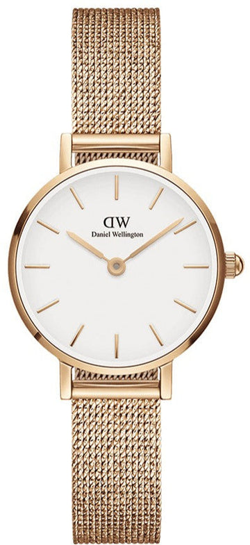  Shop Authentic Daniel Wellington Petite Pressed Melrose White Dial Gold Mesh Bracelet Watch For Women - DW00100447 - Luxxuri