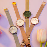  Shop Authentic Daniel Wellington Petite Emerald Green Dial Gold Mesh Strap Watch For Women - DW00100480 - Luxxuri
