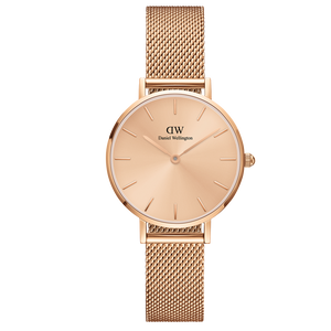  Shop Authentic Daniel Wellington Petite Rose Gold Dial Rose Gold Mesh Strap Watch For Women - DW00100472 - Luxxuri