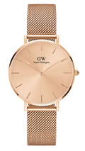  Shop Authentic Daniel Wellington Petite Rose Gold Dial Rose Gold Mesh Strap Watch For Women - DW00100472 - Luxxuri