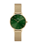  Shop Authentic Daniel Wellington Petite Emerald Green Dial Gold Mesh Strap Watch For Women - DW00100479 - Luxxuri