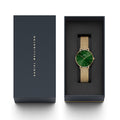  Shop Authentic Daniel Wellington Petite Emerald Green Dial Gold Mesh Strap Watch For Women - DW00100480 - Luxxuri