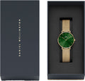  Shop Authentic Daniel Wellington Petite Emerald Green Dial Gold Mesh Strap Watch For Women - DW00100480 - Luxxuri