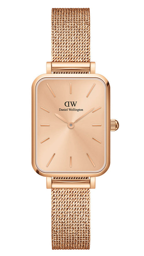  Shop Authentic Daniel Wellington Quadro Unitone Rose Gold Dial Rose Gold Mesh Strap Watch For Women - DW00100484 - Luxxuri