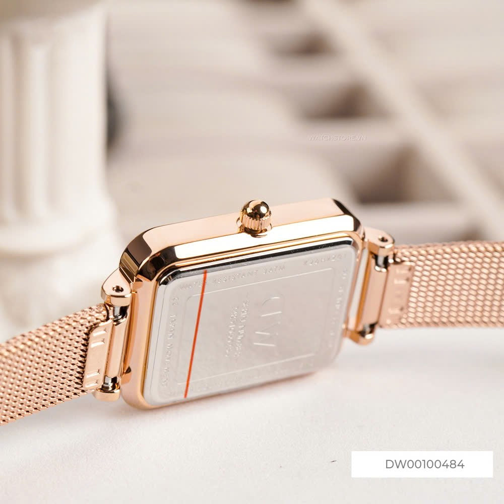  Shop Authentic Daniel Wellington Quadro Unitone Rose Gold Dial Rose Gold Mesh Strap Watch For Women - DW00100484 - Luxxuri