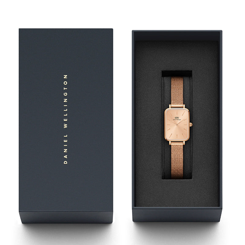  Shop Authentic Daniel Wellington Quadro Unitone Rose Gold Dial Rose Gold Mesh Strap Watch For Women - DW00100484 - Luxxuri