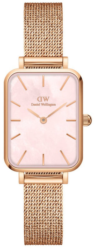  Shop Authentic Daniel Wellington Quadro Pressed Melrose Pink Dial Pink Mesh Bracelet Watch For Women - DW00100510 - Luxxuri