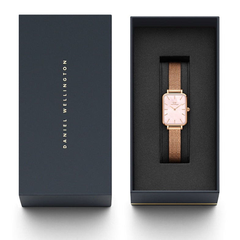  Shop Authentic Daniel Wellington Quadro Pressed Melrose Pink Dial Pink Mesh Bracelet Watch For Women - DW00100510 - Luxxuri