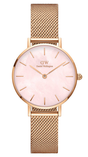  Shop Authentic Daniel Wellington Petite Melrose Mother of Pearl Pink Dial Pink Mesh Strap Watch For Women - DW00100513 - Luxxuri