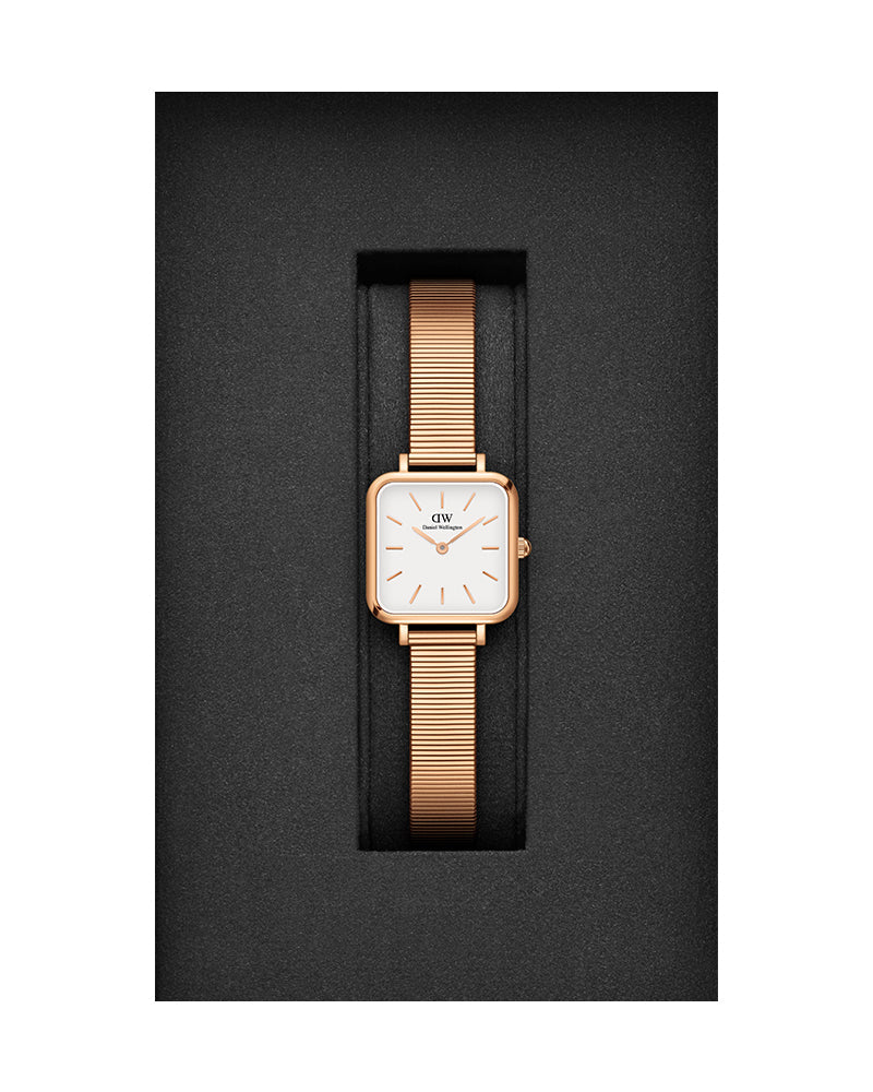  Shop Authentic Daniel Wellington Quadro Studio White Dial Rose Gold Mesh Strap Watch For Women - DW00100517 - Luxxuri