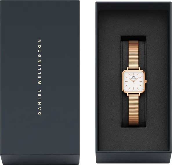  Shop Authentic Daniel Wellington Quadro Studio White Dial Rose Gold Mesh Strap Watch For Women - DW00100517 - Luxxuri