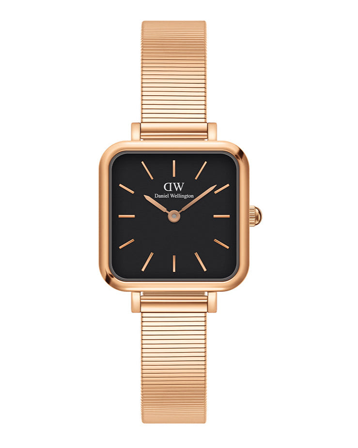  Shop Authentic Daniel Wellington Quadro Studio Black Dial Rose Gold Mesh Strap Watch For Women - DW00100518 - Luxxuri