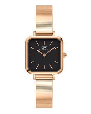  Shop Authentic Daniel Wellington Quadro Studio Black Dial Rose Gold Mesh Strap Watch For Women - DW00100518 - Luxxuri