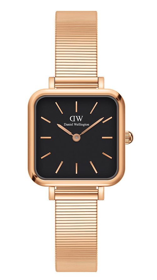  Shop Authentic Daniel Wellington Quadro Studio Black Dial Rose Gold Mesh Strap Watch For Women - DW00100518 - Luxxuri