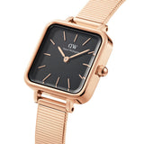  Shop Authentic Daniel Wellington Quadro Studio Black Dial Rose Gold Mesh Strap Watch For Women - DW00100518 - Luxxuri