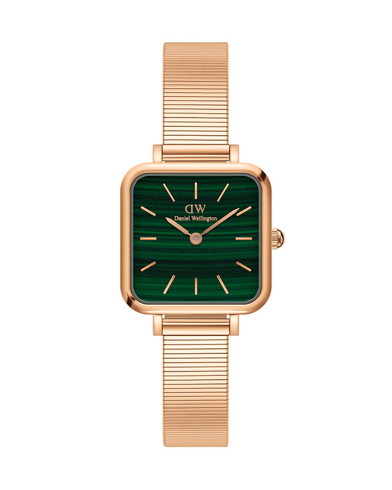  Shop Authentic Daniel Wellington Quadro Studio Green Dial Rose Gold Mesh Strap Watch For Women - DW00100520 - Luxxuri
