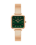  Shop Authentic Daniel Wellington Quadro Studio Green Dial Rose Gold Mesh Strap Watch For Women - DW00100520 - Luxxuri