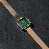  Shop Authentic Daniel Wellington Quadro Studio Green Dial Rose Gold Mesh Strap Watch For Women - DW00100520 - Luxxuri