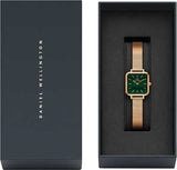  Shop Authentic Daniel Wellington Quadro Studio Green Dial Rose Gold Mesh Strap Watch For Women - DW00100520 - Luxxuri