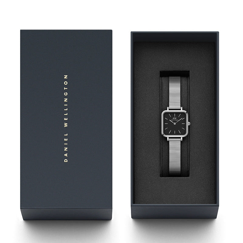  Shop Authentic Daniel Wellington Quadro Studio Black Dial Silver Mesh Strap Watch For Women - DW00100522 - Luxxuri