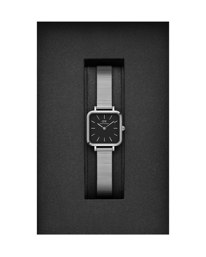  Shop Authentic Daniel Wellington Quadro Studio Black Dial Silver Mesh Strap Watch For Women - DW00100522 - Luxxuri