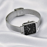  Shop Authentic Daniel Wellington Quadro Studio Black Dial Silver Mesh Strap Watch For Women - DW00100522 - Luxxuri