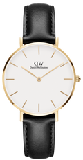  Shop Authentic Daniel Wellington Classic Petite Sheffield White Dial Black Leather Strap Watch For Women - DW00100230 - Luxxuri