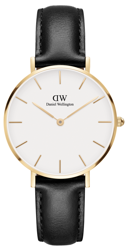  Shop Authentic Daniel Wellington Classic Petite Sheffield White Dial Black Leather Strap Watch For Women - DW00100230 - Luxxuri