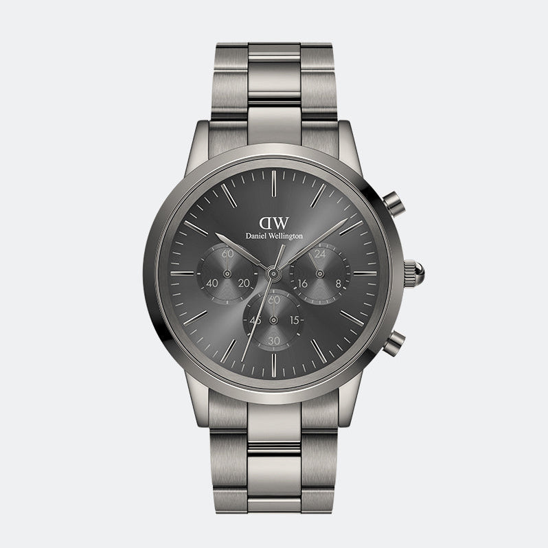  Shop Authentic Daniel Wellington Iconic Link Chronograph Grey Dial Grey Steel Strap Watch for Men - DW00100643 - Luxxuri