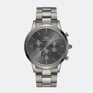  Shop Authentic Daniel Wellington Iconic Link Chronograph Grey Dial Grey Steel Strap Watch for Men - DW00100643 - Luxxuri
