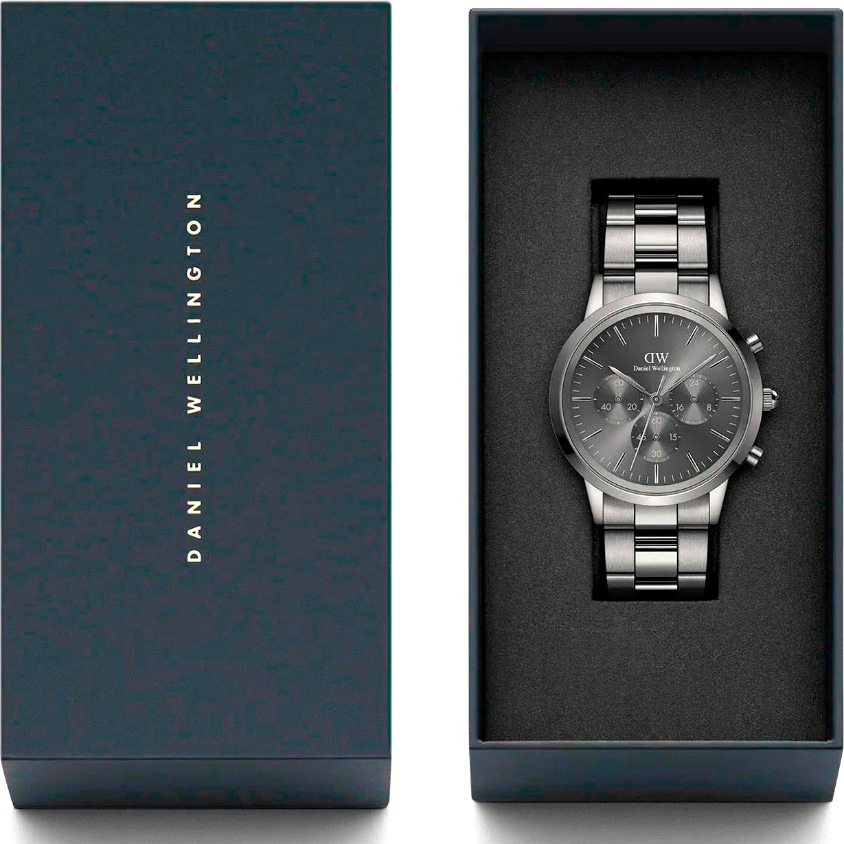  Shop Authentic Daniel Wellington Iconic Link Chronograph Grey Dial Grey Steel Strap Watch for Men - DW00100643 - Luxxuri