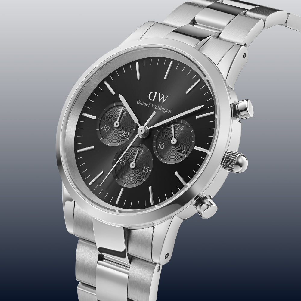  Shop Authentic Daniel Wellington Iconic Chronograph Link Black Dial Silver Steel Strap Watch For Men  - DW00100645 - Luxxuri